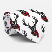Gezellig & warm | Red Buffalo Plaid Reindeer Stropdas (Opgerold)