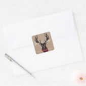 Gezellig & warm | Red Buffalo Plaid rendierfamilie Vierkante Sticker (Envelop)
