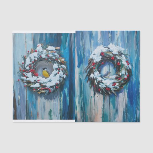 Gezellig welkom, winterkrans en vogels tissuepapier (Voorkant)