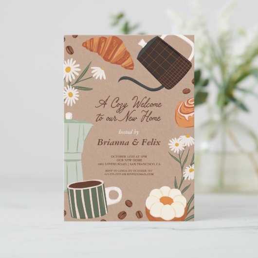 gezellig welkomstdorp Green Housewarming Party Kaart (Staand voorkant)