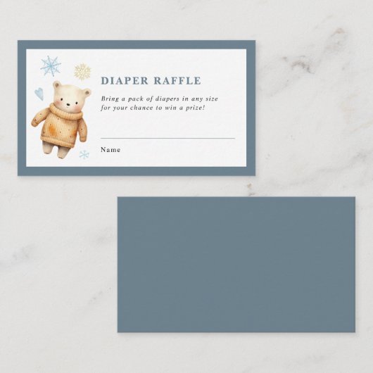 Gezellig Winter Baby shower Luier Raffle Ticket Informatiekaartje (Voorkant / Achterkant)