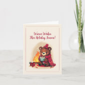 Gezellig Winter Beer met open haard Kerst Cheer Feestdagen Kaart (Voorkant)