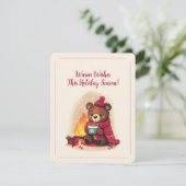 Gezellig Winter Beer met open haard Kerst Cheer Feestdagenkaart (Staand voorkant)