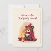 Gezellig Winter Beer met open haard Kerst Cheer Feestdagenkaart (Voorkant)