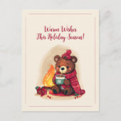 Gezellig Winter Beer met open haard Kerst Cheer Feestdagenkaart (Voorkant)