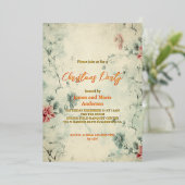 Gezellig winter bloemenkerstfeest folie uitnodiging (Staand Voorkant)