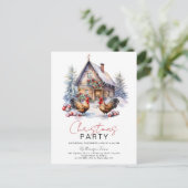 Gezellig Winter Boerderij Country Chicken Christma Briefkaart (Staand voorkant)