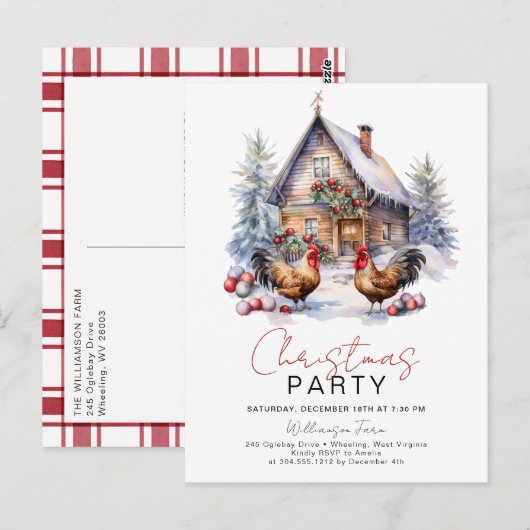 Gezellig Winter Boerderij Country Chicken Christma Briefkaart (Voorkant / Achterkant)