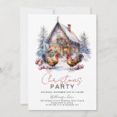 Gezellig Winter Chicken Boerderij Kerstfeest Kaart (Voorkant)