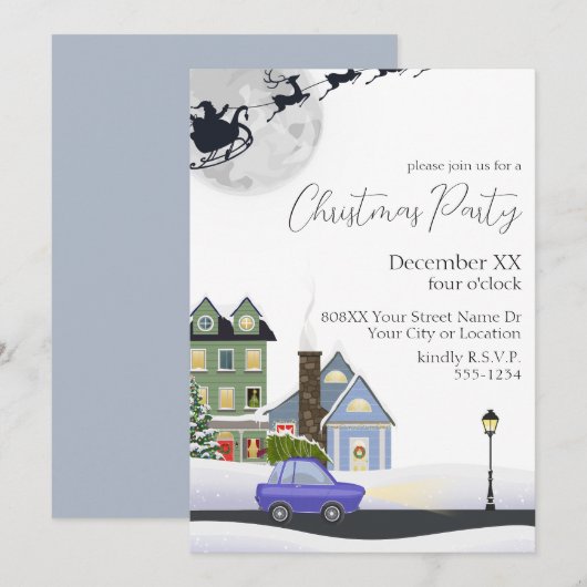 Gezellig Winter Night Village Kerstfeest Kaart (Voorkant / Achterkant)