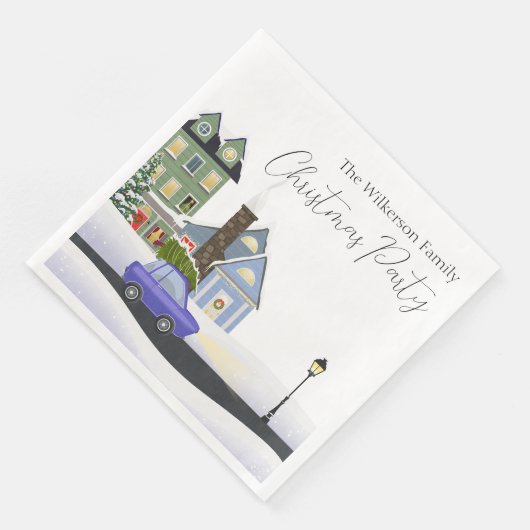 Gezellig Winter Night Village Kerstfeest Servet (Hoek)