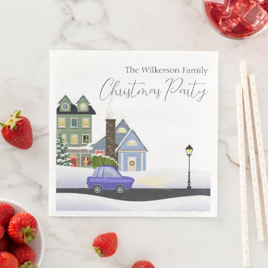 Gezellig Winter Night Village Kerstfeest Servet (Insitu)