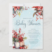 Gezellig Winter Rowan bessen boeket Baby shower Kaart (Voorkant)