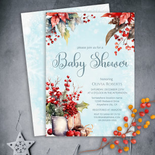 Gezellig Winter Rowan bessen boeket Baby shower Kaart