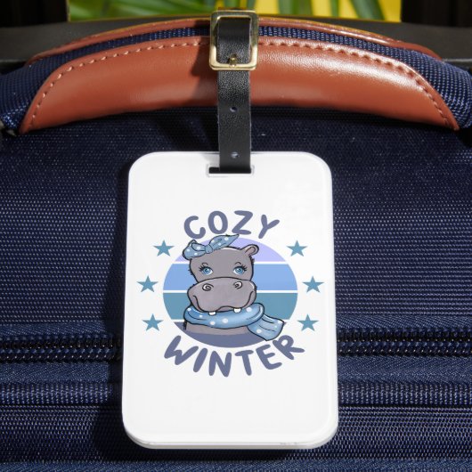 Gezellig winter schattig dier bagagelabel (Voorkant Insitu 2)