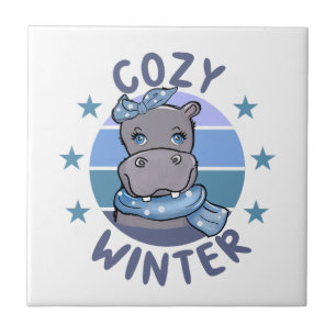 Gezellig winter schattig dier tegeltje
