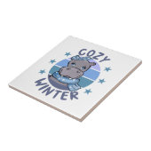 Gezellig winter schattig dier tegeltje (Zijkant)