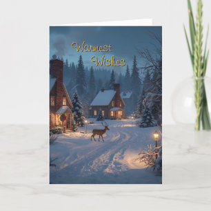 Gezellig Winter Village Kerst Wenskaart Feestdagen Kaart
