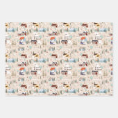 Gezellig Winter Village Scene Patroon Inpakpapier Vel (Voorkant 3)