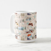 Gezellig Winter Village Scene Patroon Koffiemok (Voorkant links)