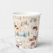 Gezellig Winter Village Scene Patroon Papieren Bekers (Achterkant)