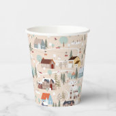 Gezellig Winter Village Scene Patroon Papieren Bekers (Links)