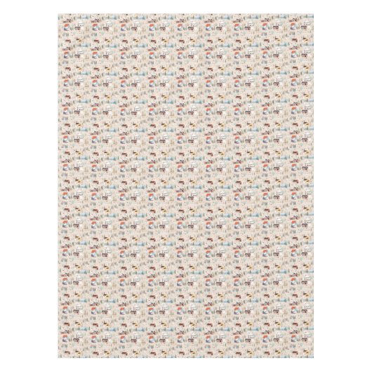 Gezellig Winter Village Scene Patroon Tafelkleed (Voorkant)