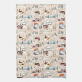 Gezellig Winter Village Scene Patroon Theedoek (Verticaal)