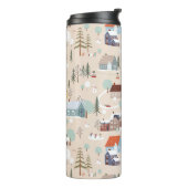 Gezellig Winter Village Scene Patroon Thermosbeker (Gedraaid links)
