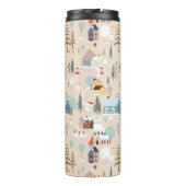 Gezellig Winter Village Scene Patroon Thermosbeker (Achterkant)