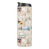 Gezellig Winter Village Scene Patroon Thermosbeker (Geroteerd rechts)