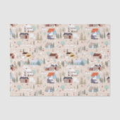 Gezellig Winter Village Scene Patroon Tissuepapier (Voorkant)