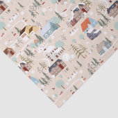 Gezellig Winter Village Scene Patroon Tissuepapier (Detail)