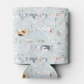 Gezellig Winter Wonderland Schaatspatroon Blikjeskoeler (Achterkant)