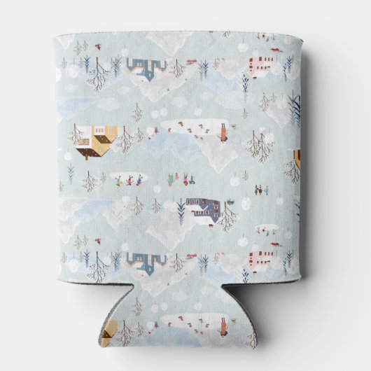 Gezellig Winter Wonderland Schaatspatroon Blikjeskoeler (Achterkant)