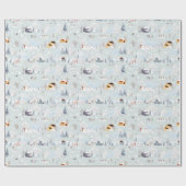 Gezellig Winter Wonderland Schaatspatroon Cadeaupapier (Vlak)