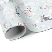 Gezellig Winter Wonderland Schaatspatroon Cadeaupapier (Rol Hoek)
