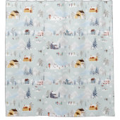 Gezellig Winter Wonderland Schaatspatroon Douchegordijn (Voorkant)