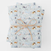 Gezellig Winter Wonderland Schaatspatroon Inpakpapier Vel (In situ)