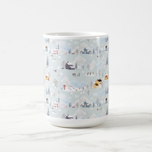 Gezellig Winter Wonderland Schaatspatroon Koffiemok (Center)