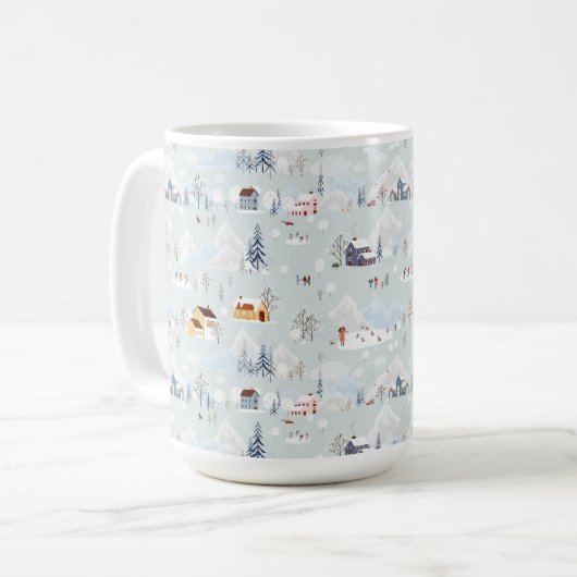 Gezellig Winter Wonderland Schaatspatroon Koffiemok (Voorkant links)