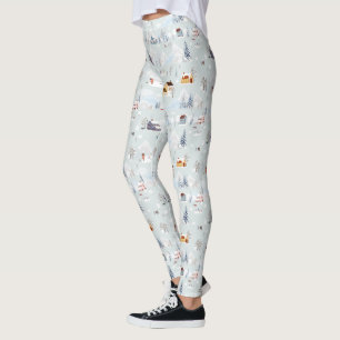 Gezellig Winter Wonderland Schaatspatroon Leggings