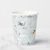 Gezellig Winter Wonderland Schaatspatroon Papieren Bekers (Links)