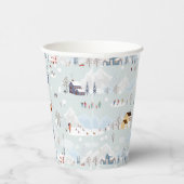 Gezellig Winter Wonderland Schaatspatroon Papieren Bekers (Rechts)