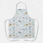 Gezellig Winter Wonderland Schaatspatroon Schort (Voorkant)