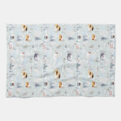 Gezellig Winter Wonderland Schaatspatroon Theedoek (Horizontaal)