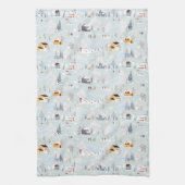 Gezellig Winter Wonderland Schaatspatroon Theedoek (Verticaal)