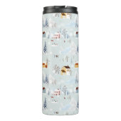 Gezellig Winter Wonderland Schaatspatroon Thermosbeker (Achterkant)