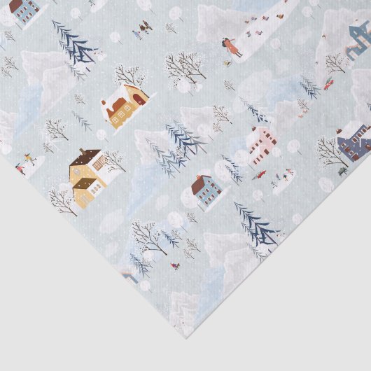 Gezellig Winter Wonderland Schaatspatroon Tissuepapier (Detail)