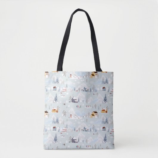 Gezellig Winter Wonderland Schaatspatroon Tote Bag (Voorkant)